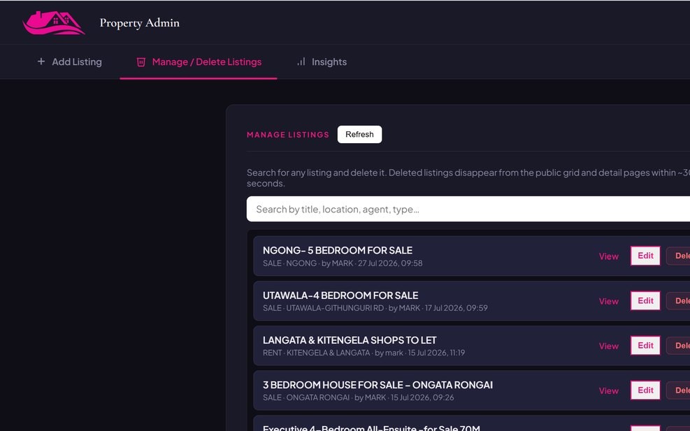 BKM Property Managers listings backend: add, edit and delete property listings