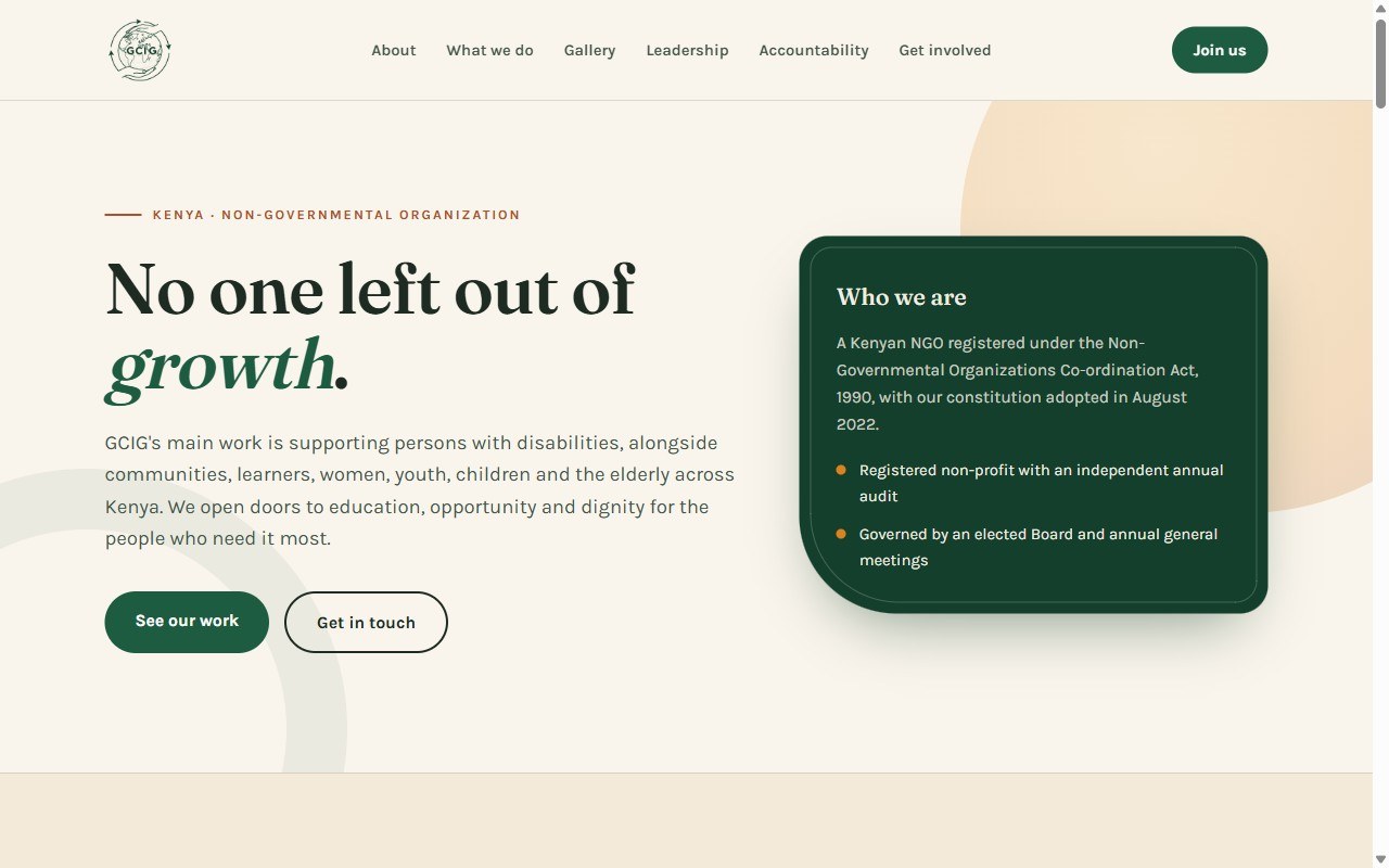 GCIG Kenya homepage