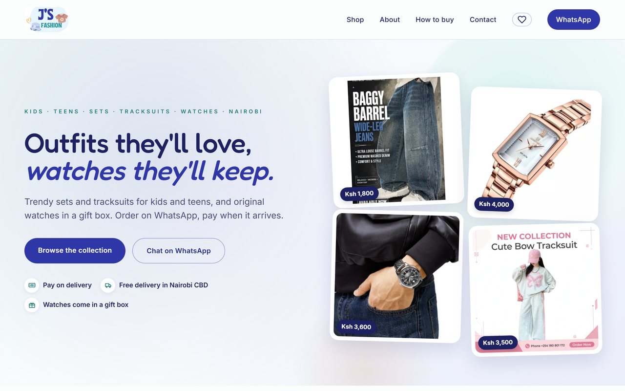 Jirani Fashion homepage