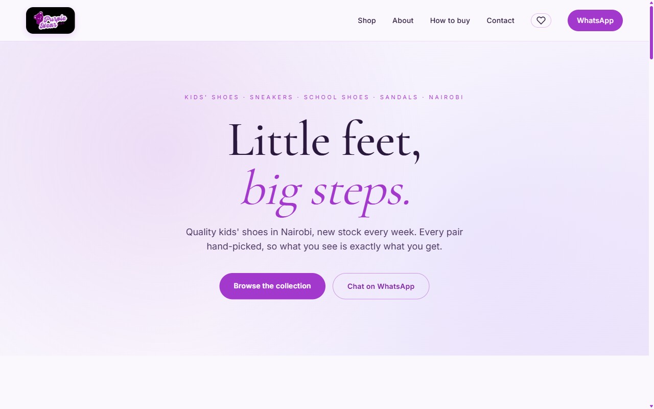 Purple Bear kids' shoes storefront