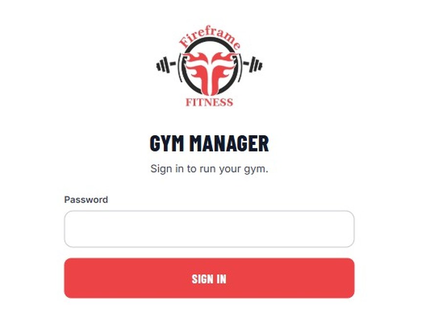 Fireframe Fitness Gym Manager sign-in