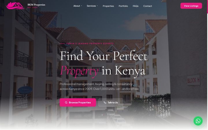 BKM Property Managers website built by Essence Automations