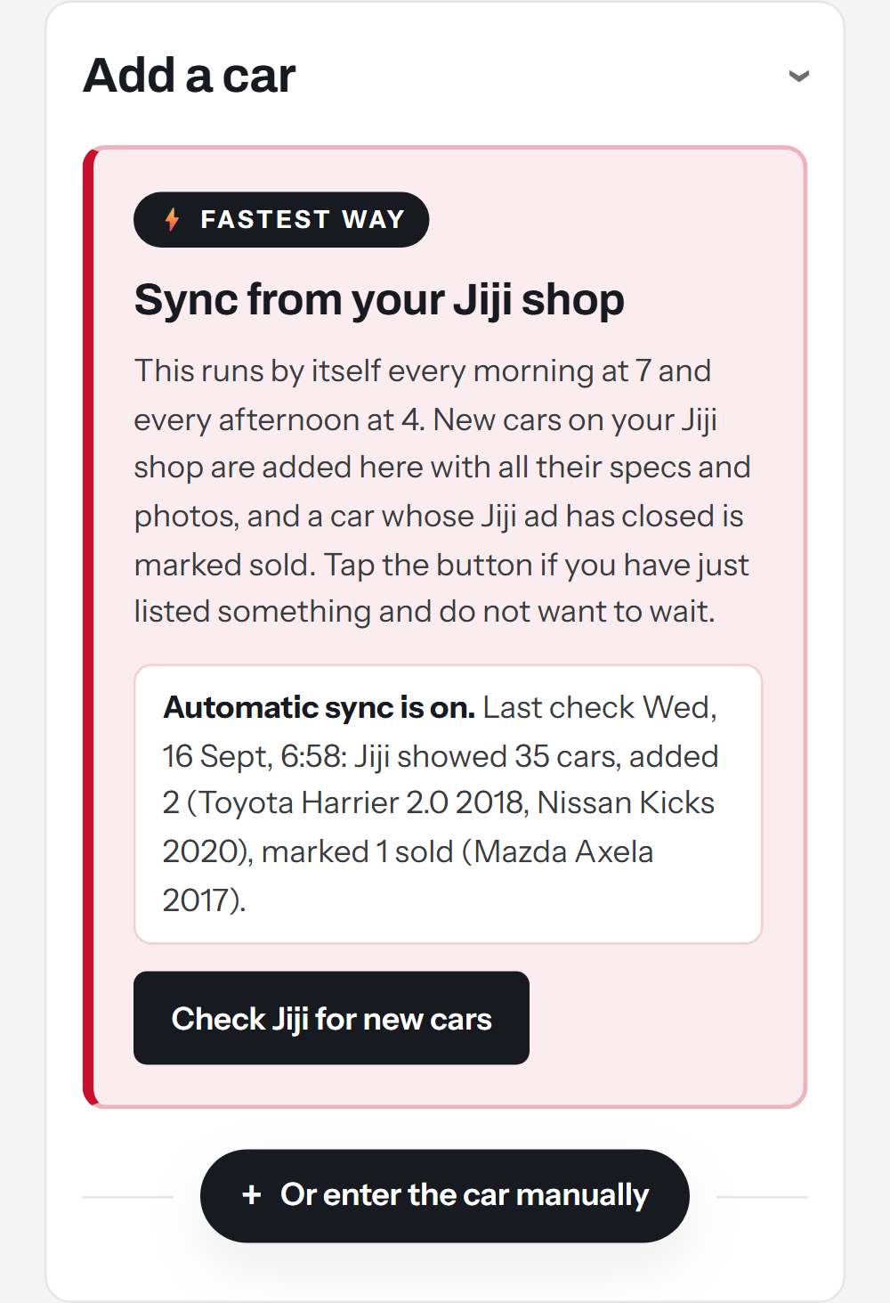 Jiji sync screen