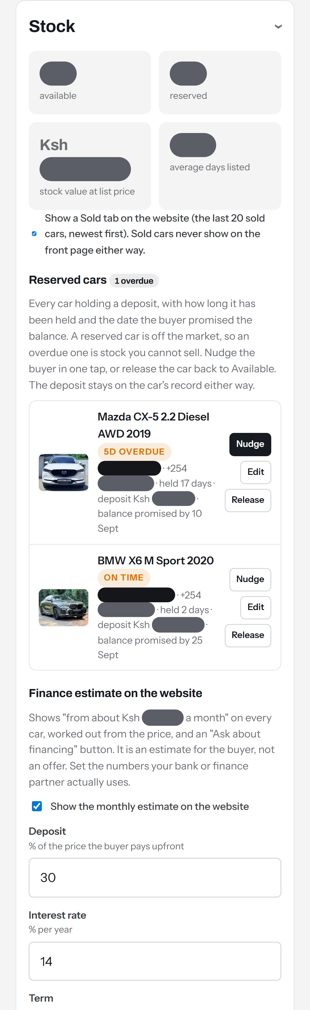 Stock screen